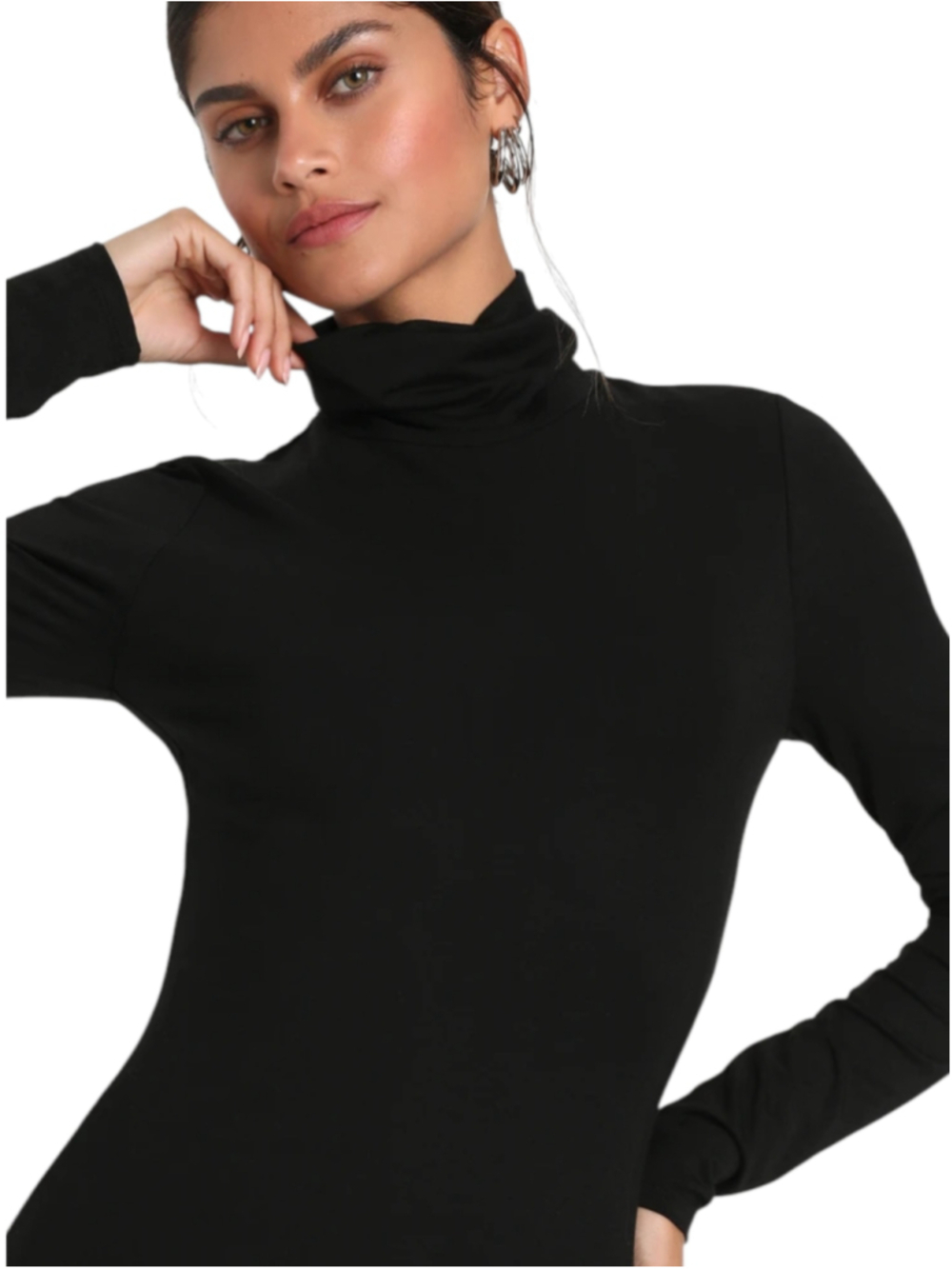 Lulus Turtleneck Ribbed Midi Sweater Dress Black XS - Picture 2 of 11